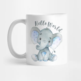 Hello World Baby Elephant Blue Mug